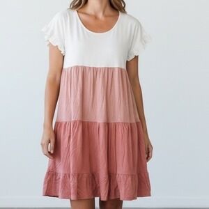 Chic Soul Plus Size 2XL dress Colorblock Tiered Babydoll Top Ruffle feminine